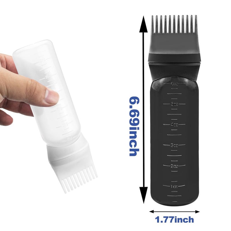ELANE 4 Pcs Root Comb Applicator Bottle, 6oz, Hair Oil Applicator Bottle for Hair, Salon, Home, Travel (Black+White) - Image 2